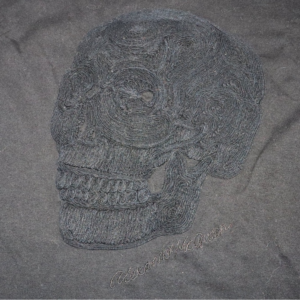 Alexander McQueen Black Embroidered Skull T-Shirt Size M